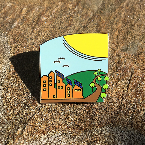 Solar pin on stone background